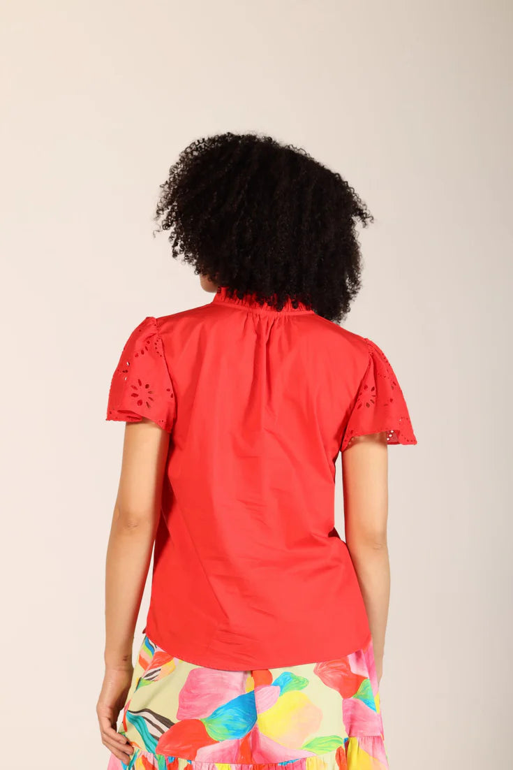 Dani Classic Cotton Poplin Flutter Sleeve Top *FINAL SALE*