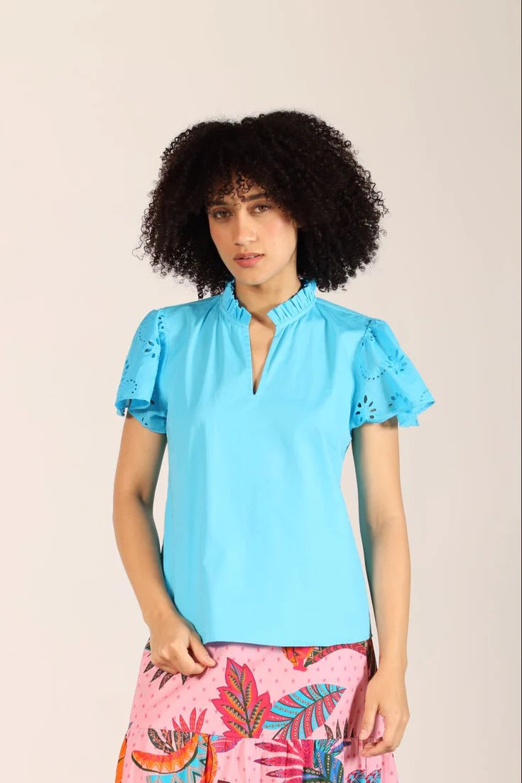 Dani Classic Cotton Poplin Flutter Sleeve Top *FINAL SALE*