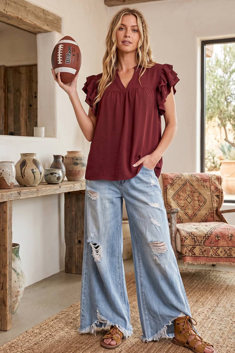 Airflow Ruffle Sleeve Blouse