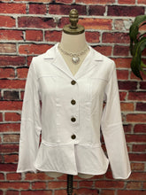 Load image into Gallery viewer, White Stretch Peplum Jacket