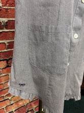 Load image into Gallery viewer, Blue & White Ruffle Button-Down Shirt Dress