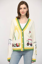 Load image into Gallery viewer, GOLF EMBROIDERED PATCH CARDIGAN