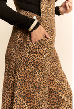 Load image into Gallery viewer, ANIMAL PRINTED DENIM WIDE OPEN LEG OVERALL PANTS