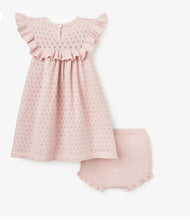 Load image into Gallery viewer, Pointelle Flutter Sleeve Knit Baby Dress

