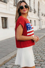 Load image into Gallery viewer, USA Flag Graphic Short Sleeve Sweater Top