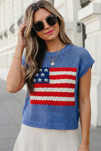 Load image into Gallery viewer, USA Flag Graphic Short Sleeve Sweater Top