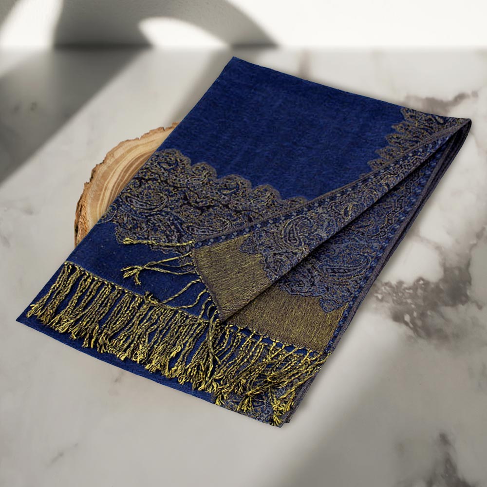 Border Pashmina Scarf Shawl with Fringe