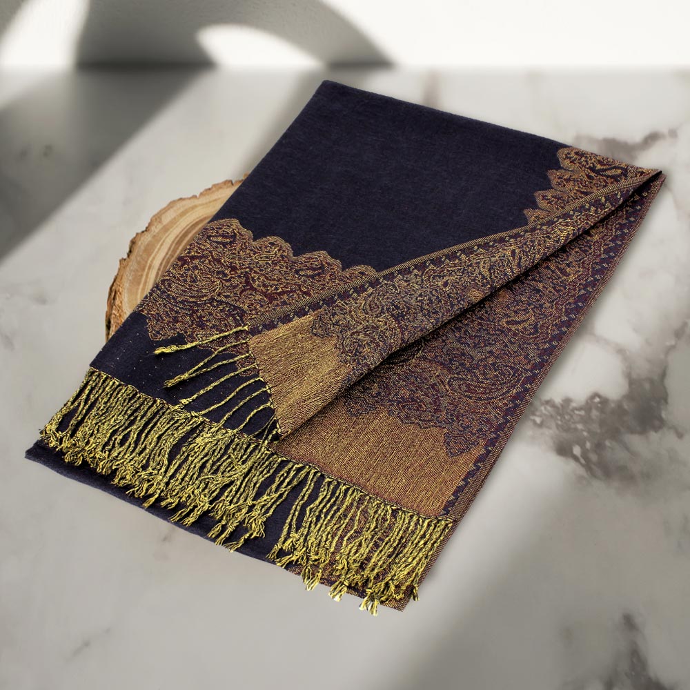 Border Pashmina Scarf Shawl with Fringe
