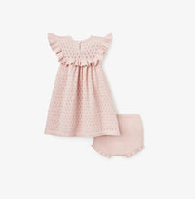 Load image into Gallery viewer, Blush Pointelle Flutter Sleeve Knit Baby Dress
