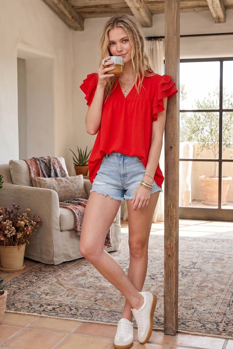 Airflow Ruffle Sleeve Blouse