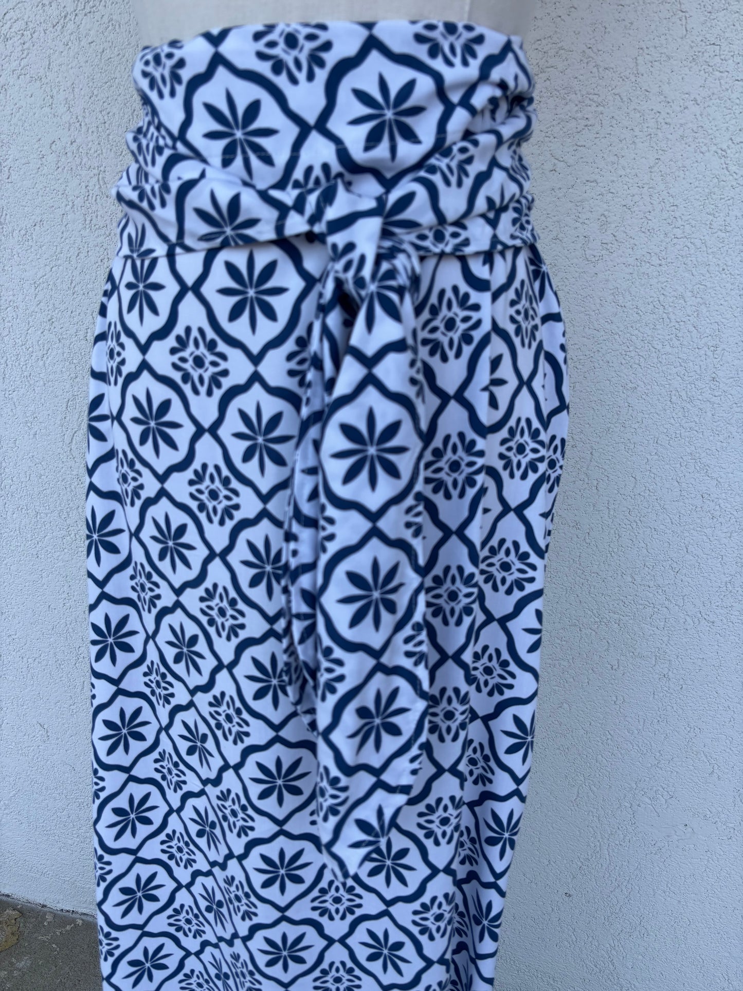 Coastal Tile Wrap Maxi Skirt