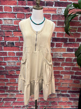 Load image into Gallery viewer, Washed Neutral Zip-Front Tiered Tunic Dress *FINAL SALE*