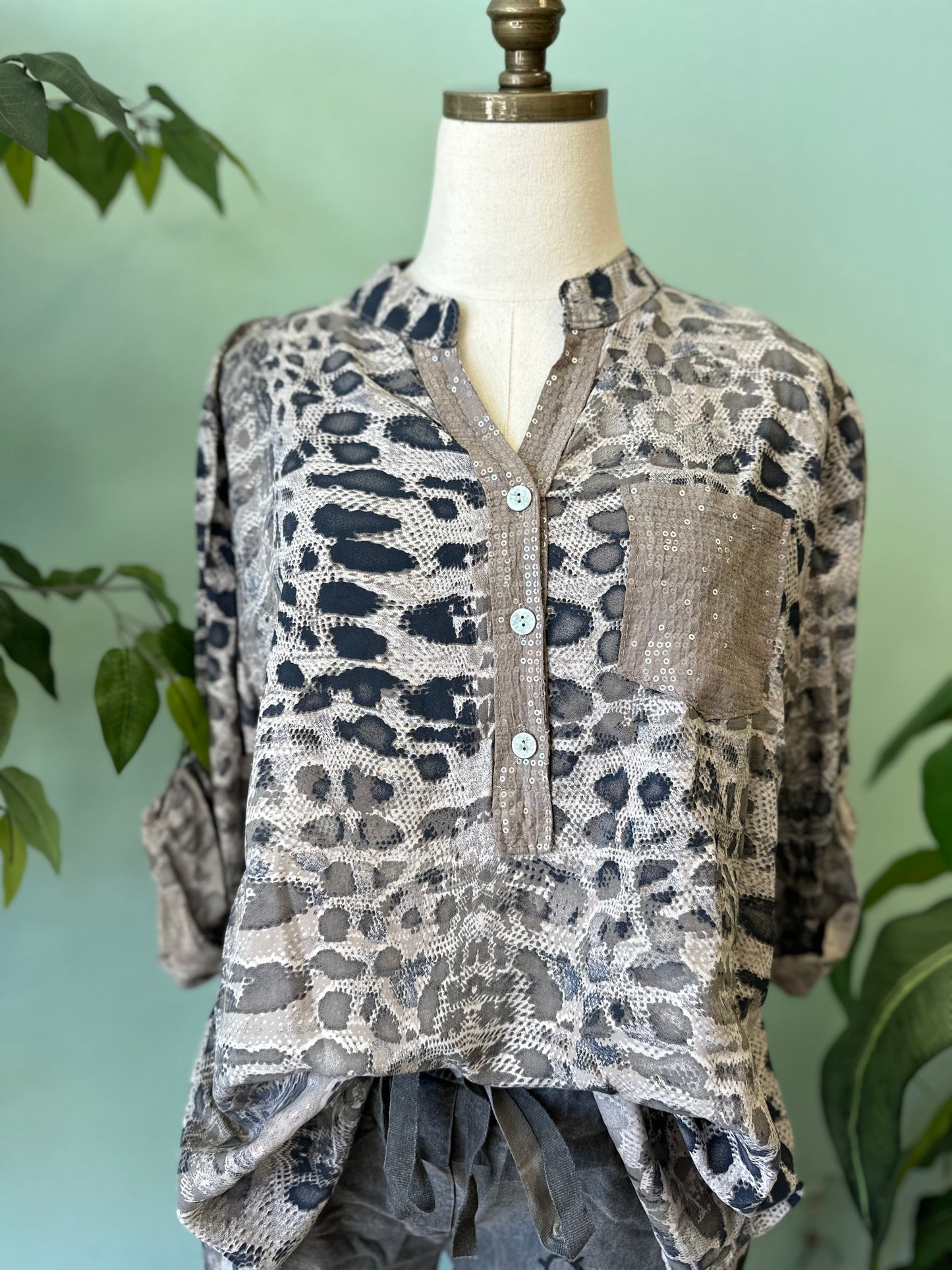 Sequin Pocket Top