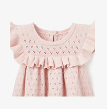 Load image into Gallery viewer, Blush Pointelle Flutter Sleeve Knit Baby Dress
