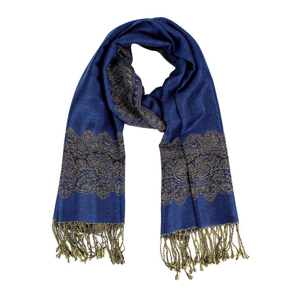 Border Pashmina Scarf Shawl with Fringe