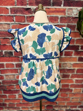 Load image into Gallery viewer, Coastal Bloom Flutter Sleeve Top