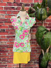 Load image into Gallery viewer, Lemon Blossom Ruffle Polo Top