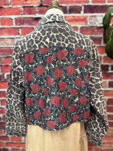Load image into Gallery viewer, Leopard & Rose Patchwork Cropped Denim Jacket