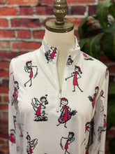 Load image into Gallery viewer, Black & White Modern Print UPF 50 Zip Top