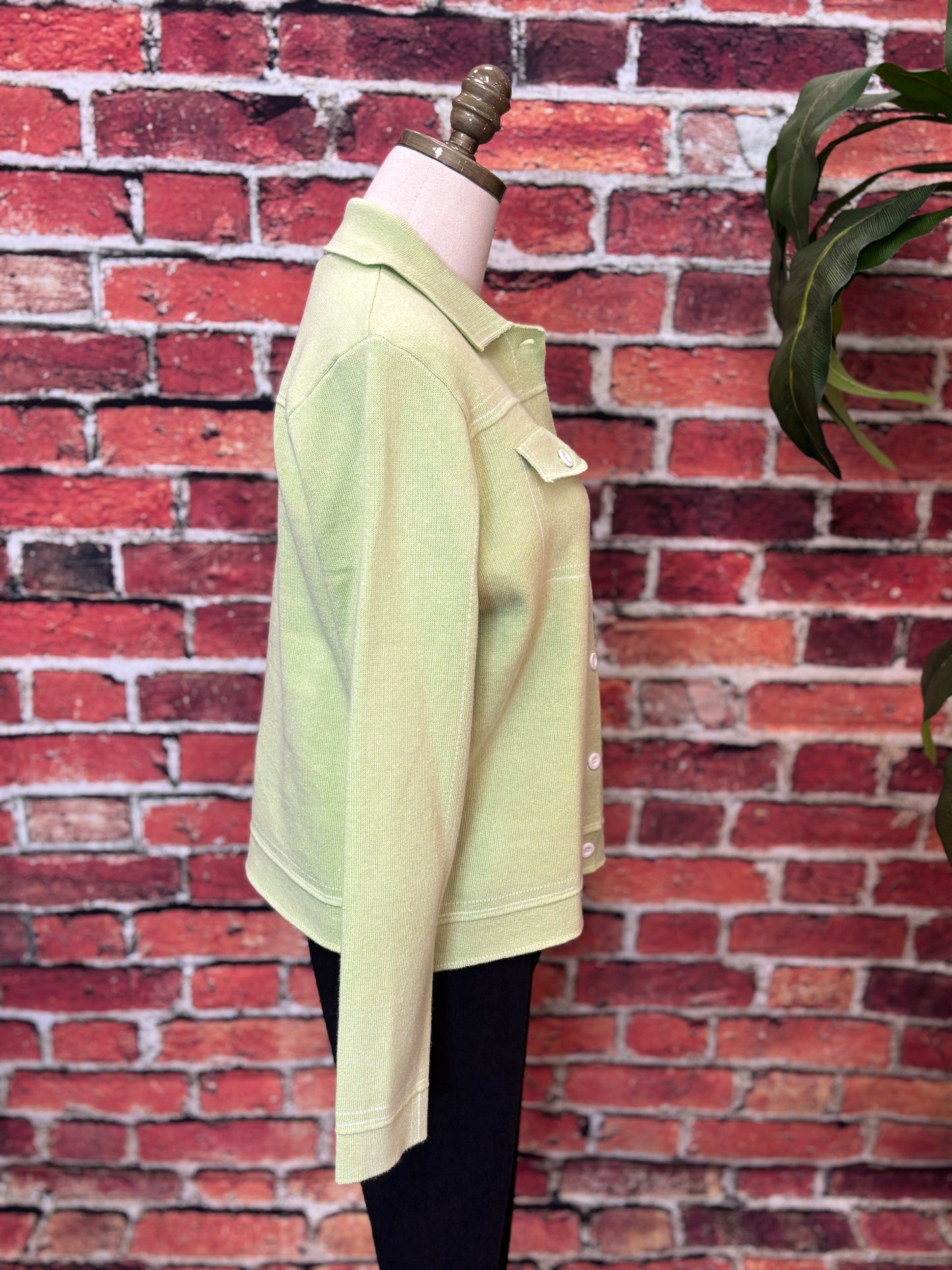 Contrast Stitch Knit Button-Up Cardigan