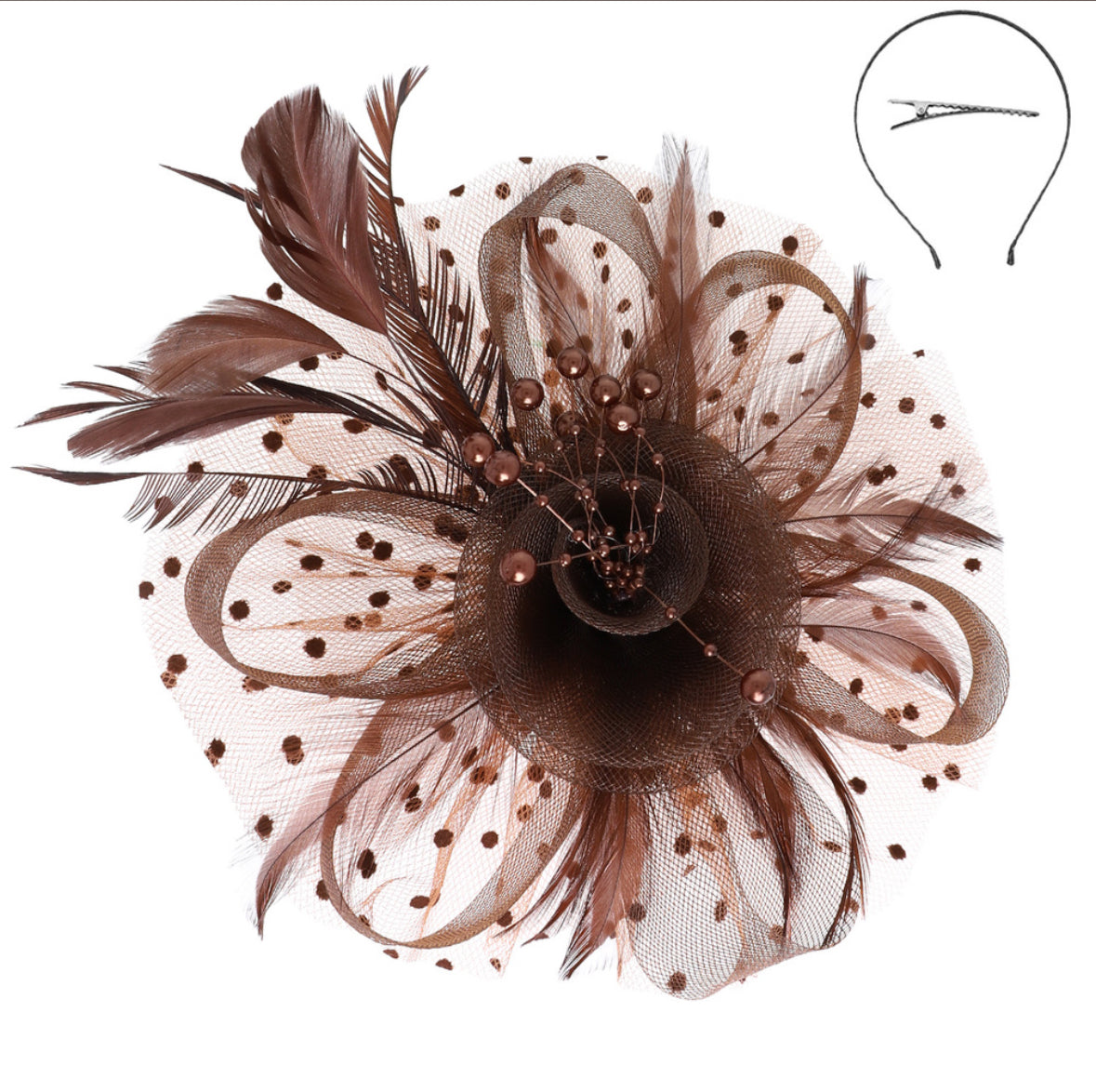 Feather Flower & Leaf Fascinator