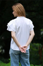 Load image into Gallery viewer, Dani Classic White Cotton Poplin Flutter Sleeve Top