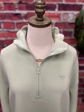 Load image into Gallery viewer, Sage Green Scalloped Half-Zip Pullover