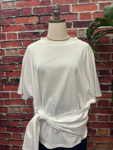 Load image into Gallery viewer, Glazed Cotton Batwing Waist Tie T-Shirt
