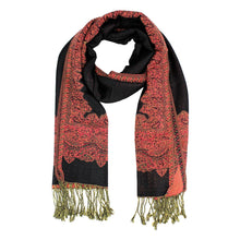 Load image into Gallery viewer, Border Pashmina Scarf Shawl with Fringe