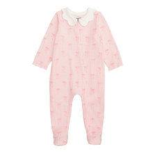 Load image into Gallery viewer, Bows Pink Scallop Sleeper