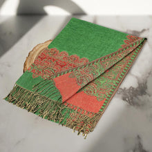 Load image into Gallery viewer, Border Pashmina Scarf Shawl with Fringe