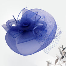 Load image into Gallery viewer, Mesh Flower Feather Fascinator Headband *FINAL SALE*