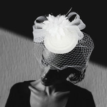 Load image into Gallery viewer, Feather Pearl Mesh Fascinator Headband *FINAL SALE*
