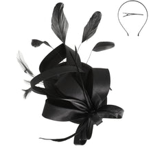 Load image into Gallery viewer, 🖤 Statement Feather & Ribbon Fascinator