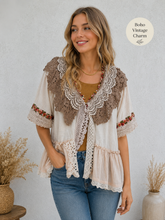 Load image into Gallery viewer, Lace Garden Patchwork Kimono Top