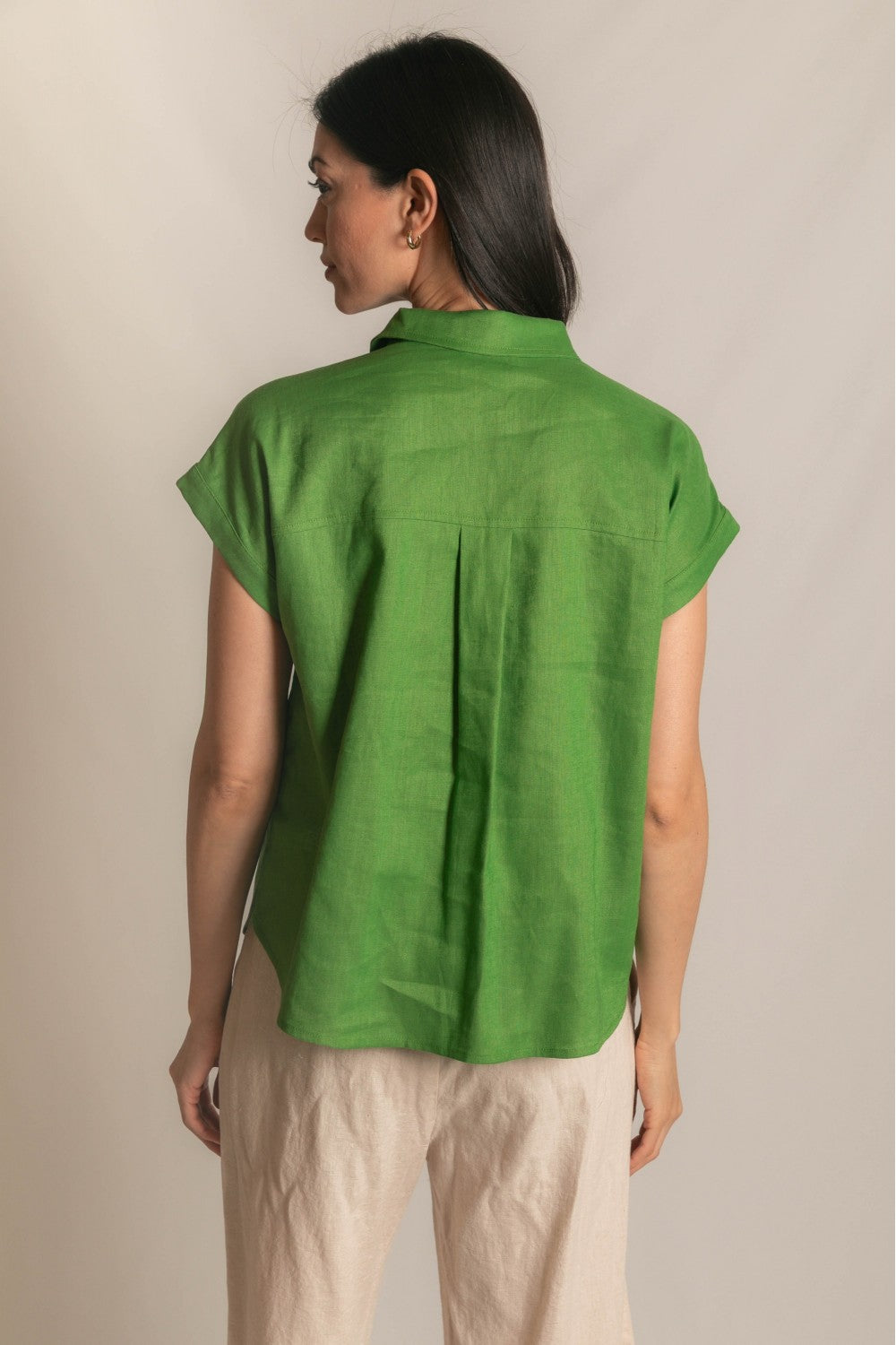 Linen Relaxed Short Sleeve Button Up Shirt