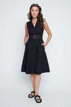 Load image into Gallery viewer, Midnight Elegance Belted Linen Dress