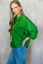 Load image into Gallery viewer, Poplin Bishop Sleeve Button Up Blouse