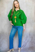Load image into Gallery viewer, Poplin Bishop Sleeve Button Up Blouse