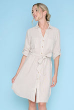 Load image into Gallery viewer, 3/4 Sleeves Button-Front Belted Dress
