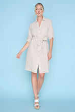 Load image into Gallery viewer, 3/4 Sleeves Button-Front Belted Dress