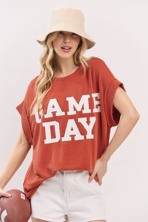 Game day Ribbed Knit Top
