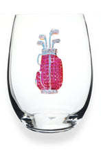 Load image into Gallery viewer, Golf Bag Jeweled Stemless Wine Glass
