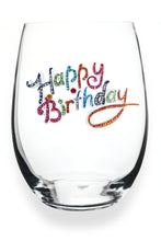Load image into Gallery viewer, Happy Birthday Jeweled Stemless Wine Glass