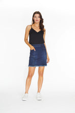Load image into Gallery viewer, Jean Fringe Hem Skort