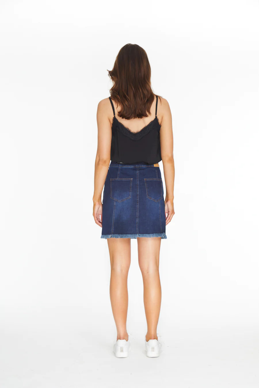 Jean Fringe Hem Skort