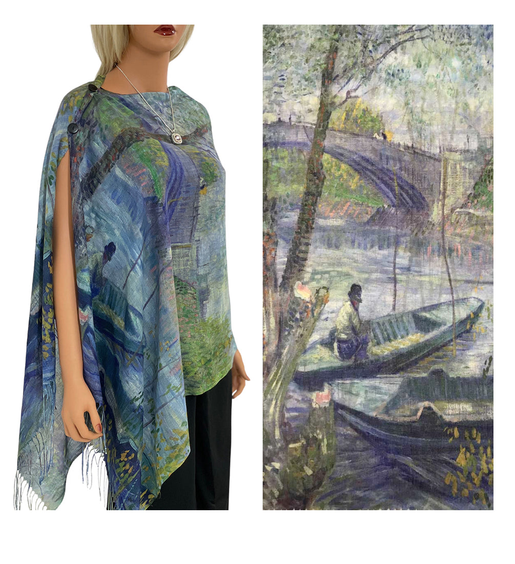 Button Shawl Cotton Feel