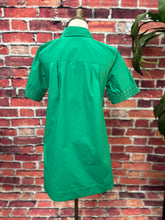 Load image into Gallery viewer, Emerald Green Embroidered Sleeve Shirt Dress
