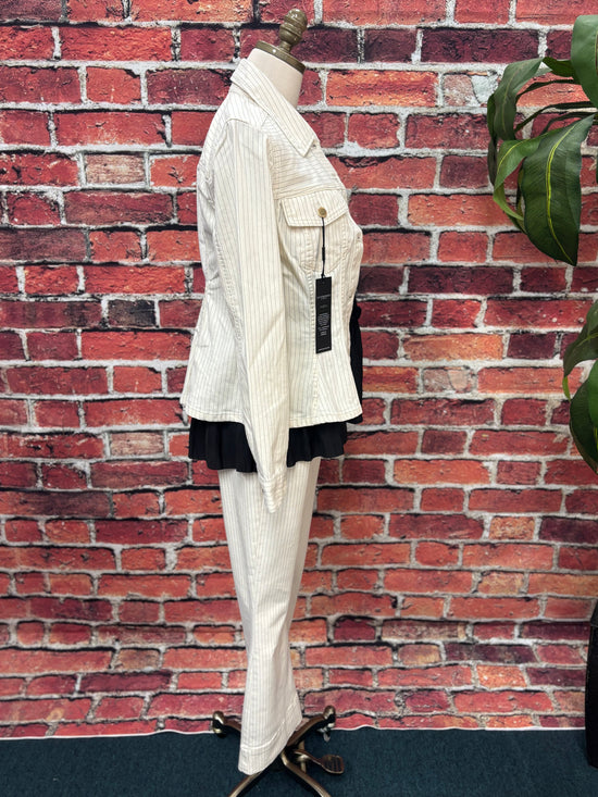 Pinstripe Stretch Denim Jacket