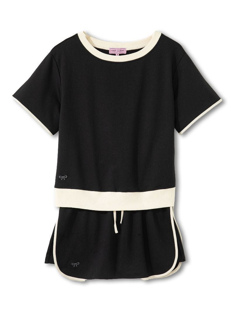 Black & Cream Sporty Chic Skort Set